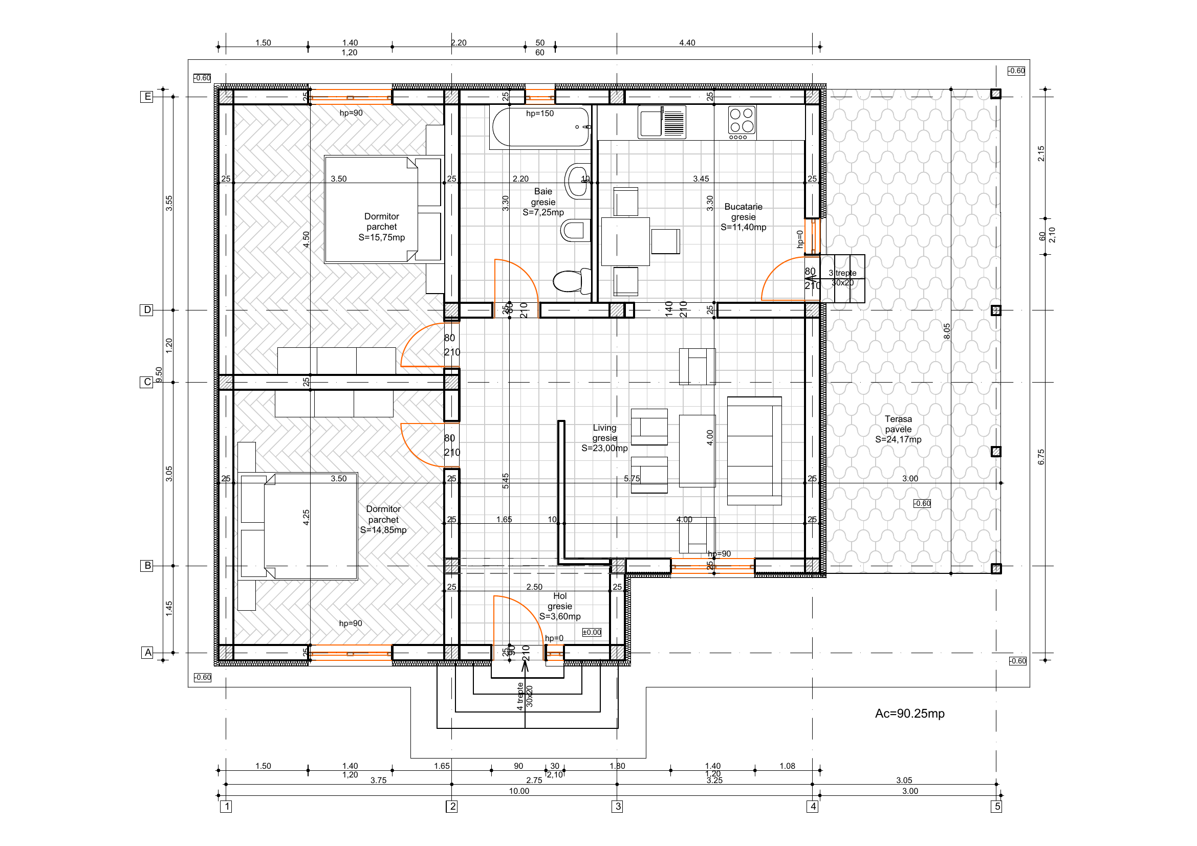 Plan parter — model de casă VTZ Residence